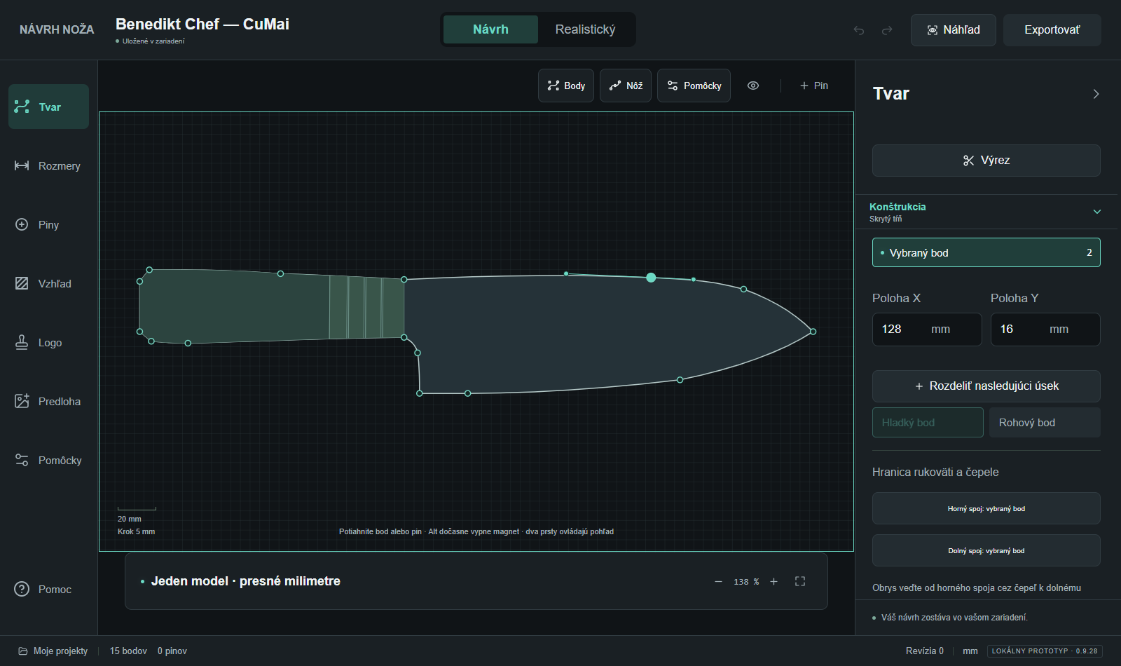 Actual Studio interface showing an example Chef profile and its editable points